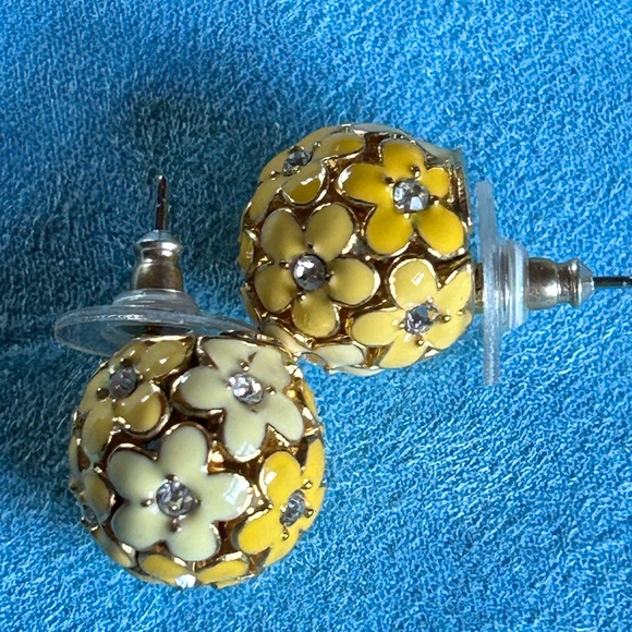 Tutti Fruitti Yellow Flower Ball Earrings - Picture 2 of 7